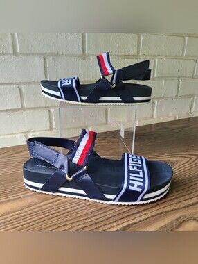 Tommy Hilfiger Bekett Athletic Sandals Spell Out Platform Women Size 11 M